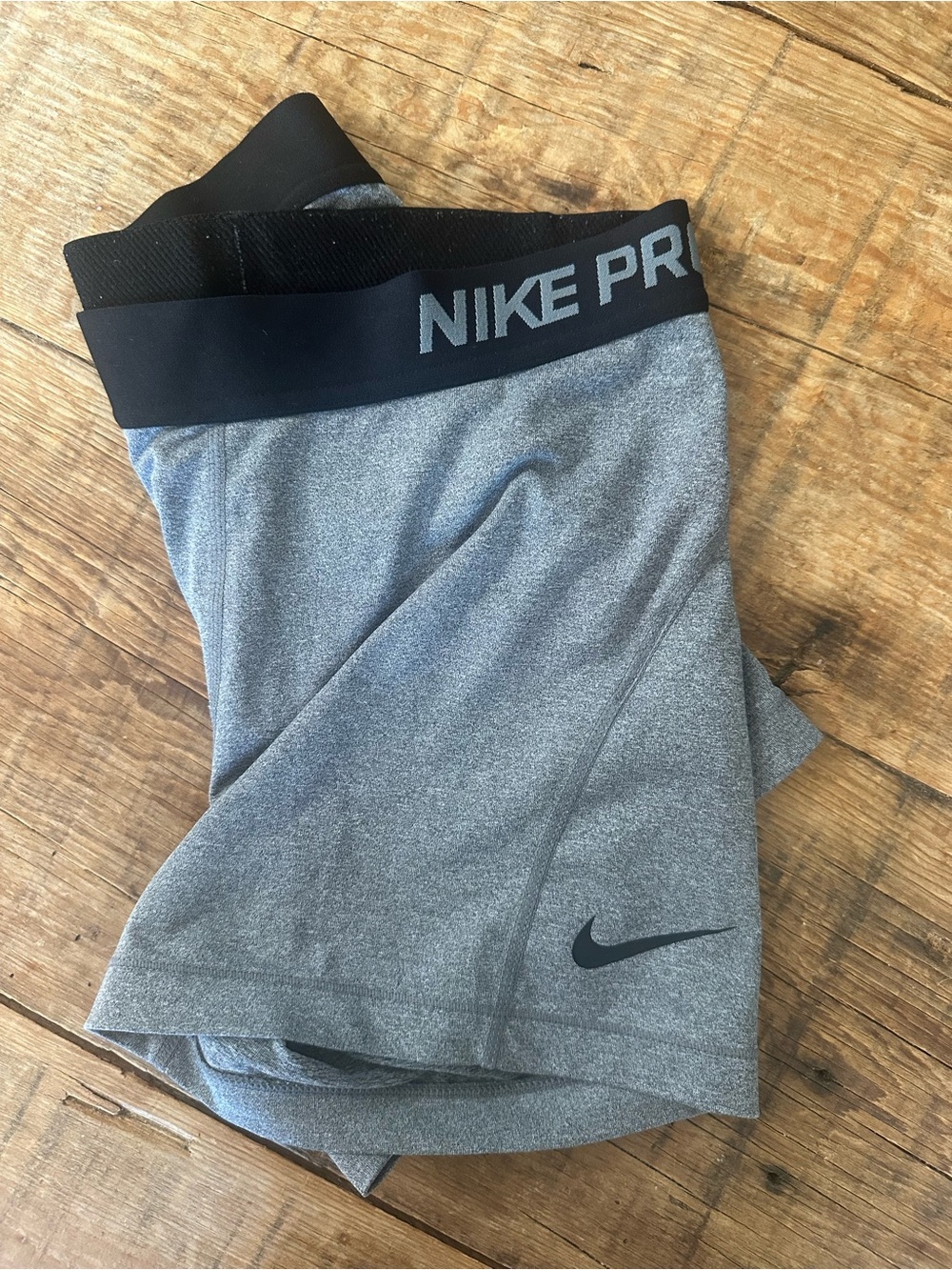 Nike Pro Grey Athletic Shorts with Black Waistband